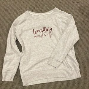 Wrestling Mom grey and maroon sweatshirt